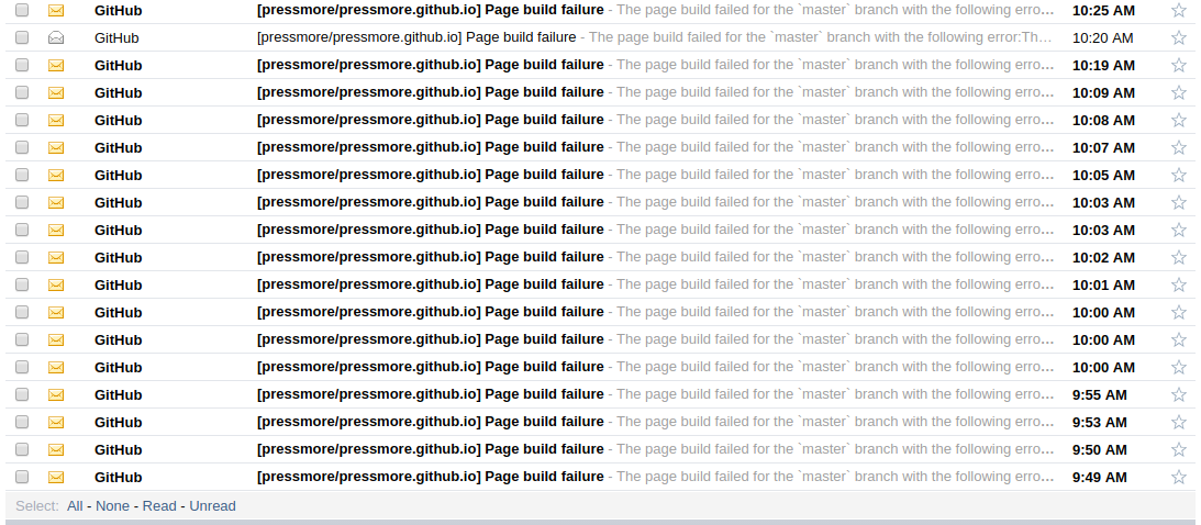 邮箱中出现的GitHub提示邮件: